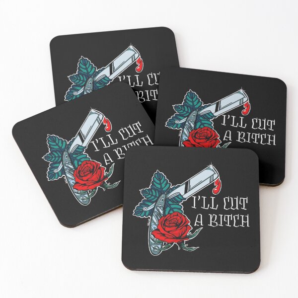 Item preview, "I'll Cut A Bitch" Barber Straight Razor Tattoo designed and sold by KerlZ.