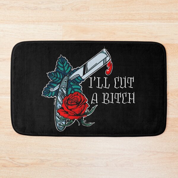 Item preview, "I'll Cut A Bitch" Barber Straight Razor Tattoo designed and sold by KerlZ.
