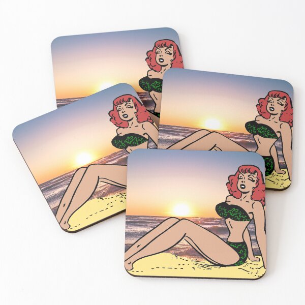 Item preview, Cartoon Girl in Bikini on Realistic Beach designed and sold by SquishStitches.