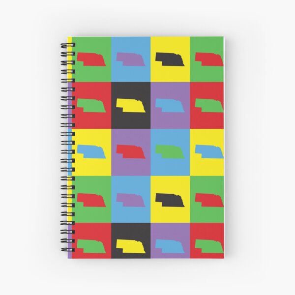 Nebraska Pop Art State Outline Pattern Spiral Notebook