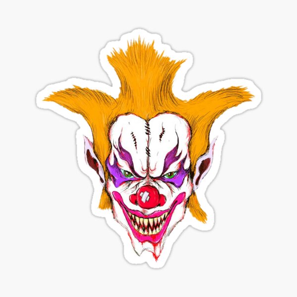 Scary red-haired Clown. Sticker