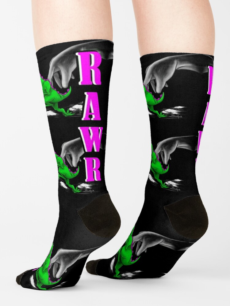 Socks, RAWR Dinosaur Sock Art designed and sold by snohock