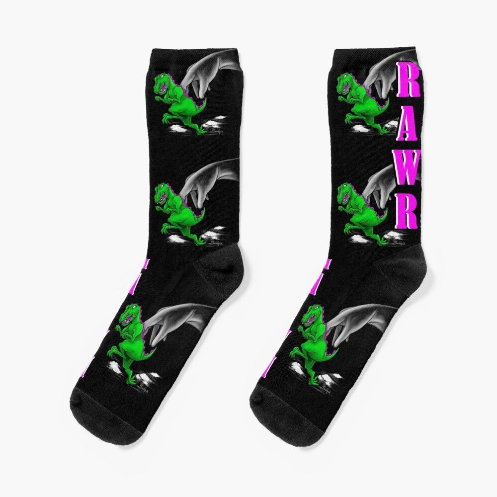 RAWR Dinosaur Sock Art Socks