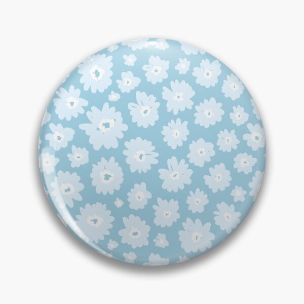 Item preview, White ditsy florals on light blue designed and sold by SoulDesignsCo.