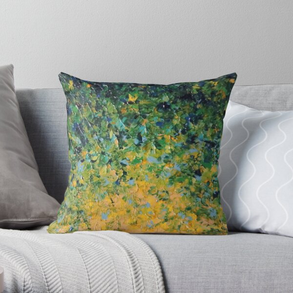 IRISH SUNRISE - Beautiful Vancouver Bold Lime Kelly Forest Green Sunrise Sunset Abstract Nature Painting Throw Pillow