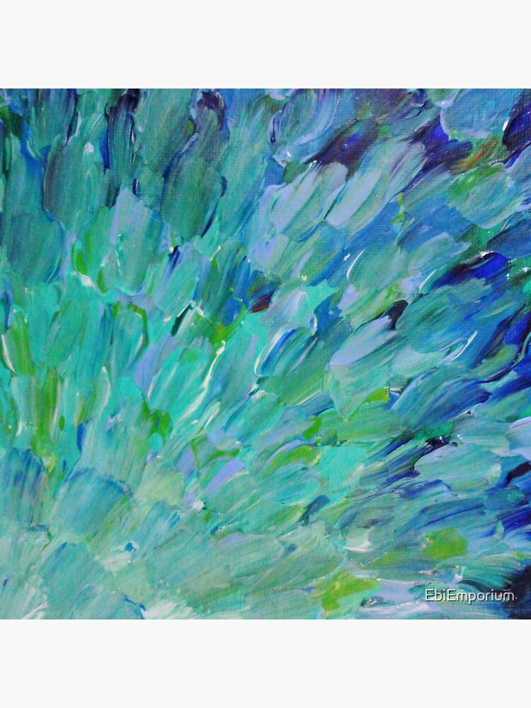 SEA SCALES - Beautiful BC Ocean Theme Peacock Feathers Mermaid Fins Waves Blue Teal Abstract by EbiEmporium