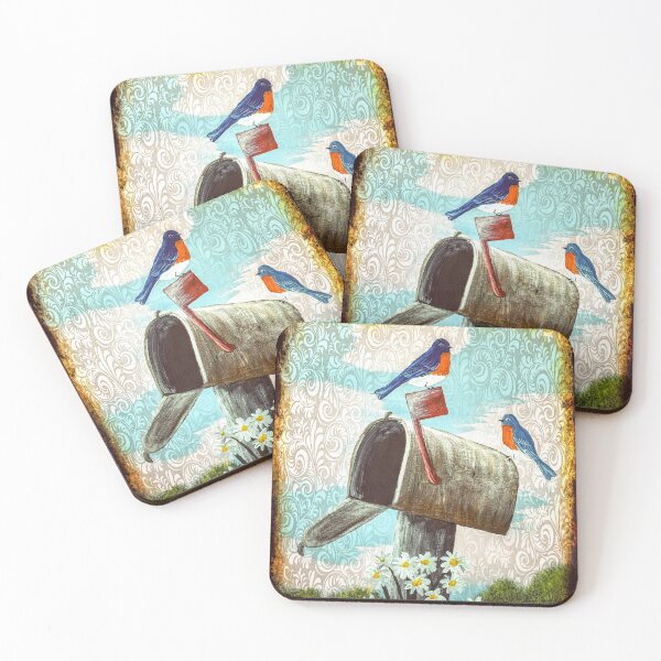 Item preview, Bluebirds on a Mailbox, Full Frame Aged Faded Edge designed and sold by SistersInArtN.