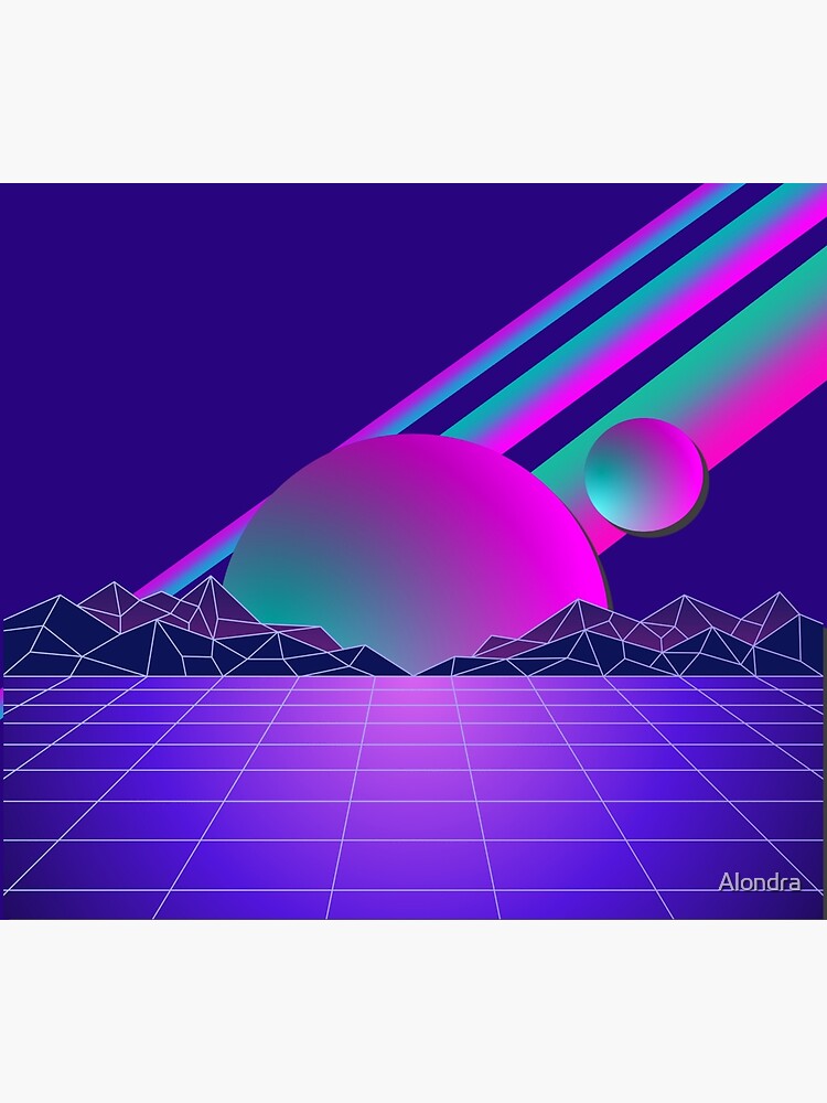 Retro Futuristic 80s Landscape Premium Matte Vertical Poster sold by ...