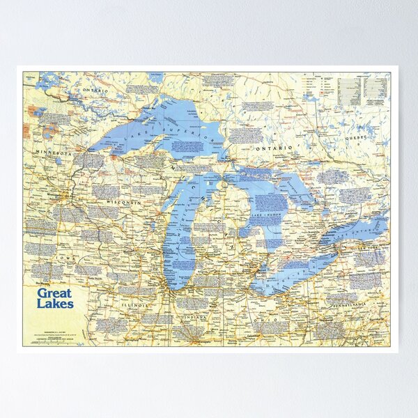Item preview, The Great Lakes Map | Map Of The Great Lakes designed and sold by benayache.