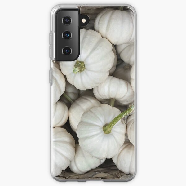 White ghost pumpkins Fall Harvest Delight Thanksgiving decor favorite Samsung Galaxy Soft Case