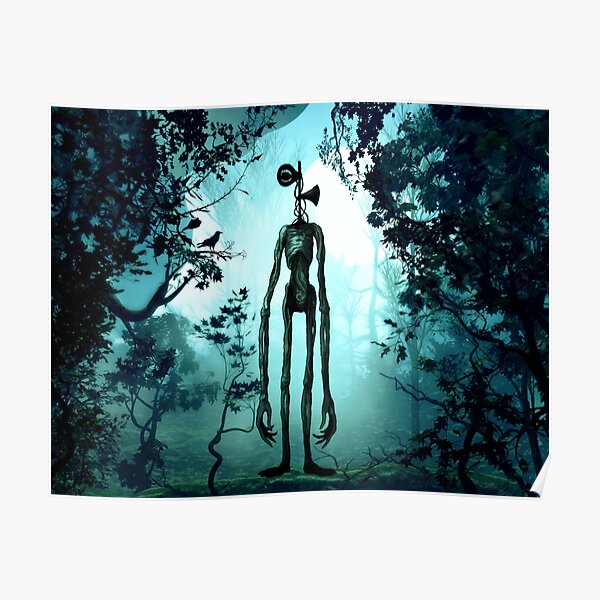 Cabeza de sirena en fondo de terror Póster