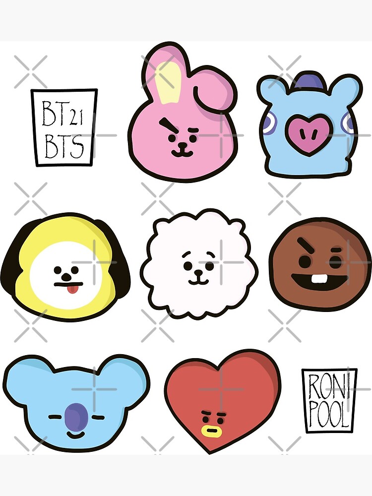 BTS BT21 Tata Mang Plätzchen Rj Koya Shooky Chimmy | Fotodruck