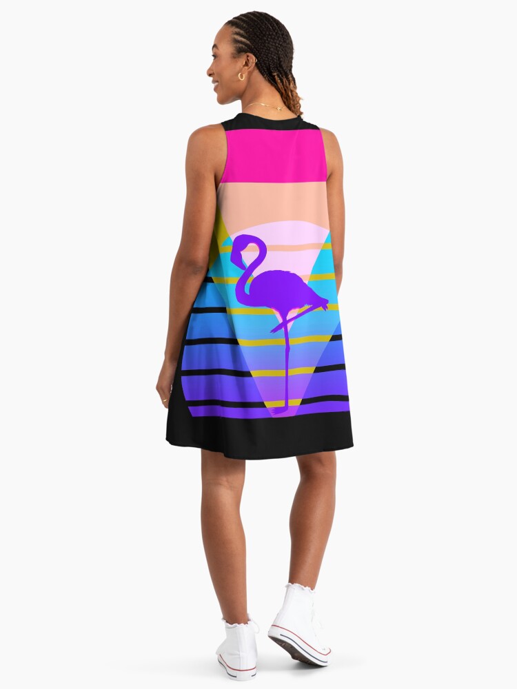 Retro 80s Flamingo Sunset" A-Line Dress for Sale by Alondra | Redbubble