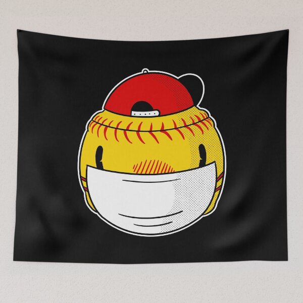 Item preview, coronavirus face mask softball covid funny designed and sold by Gossip Rag.