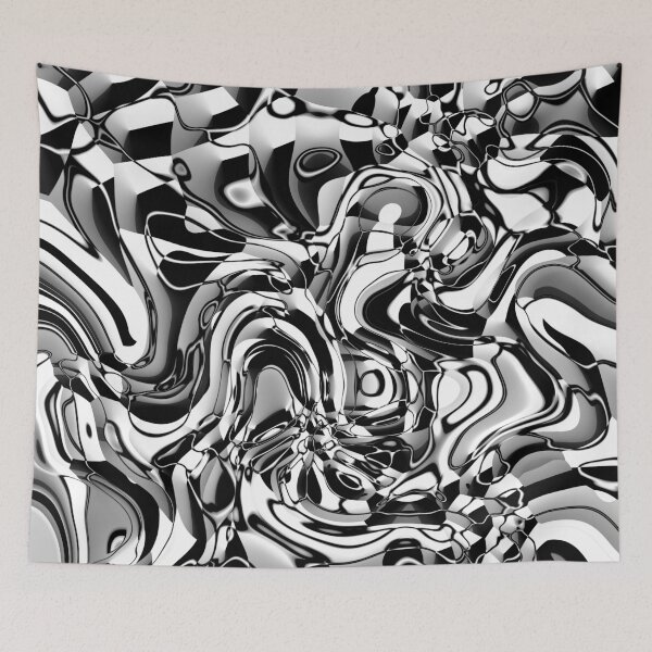 Aperçu de l'œuvre Wavy Abstract 270321-02 Noir et Blanc créée et vendue par Artberry.