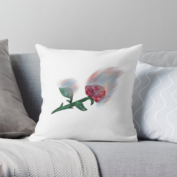 Airbrush Flaming Red Rose Throw Pillow