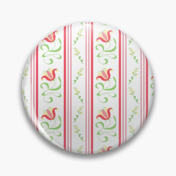 Item preview, Folksy Floral Stripe - Red on White designed and sold by marieofroumania.