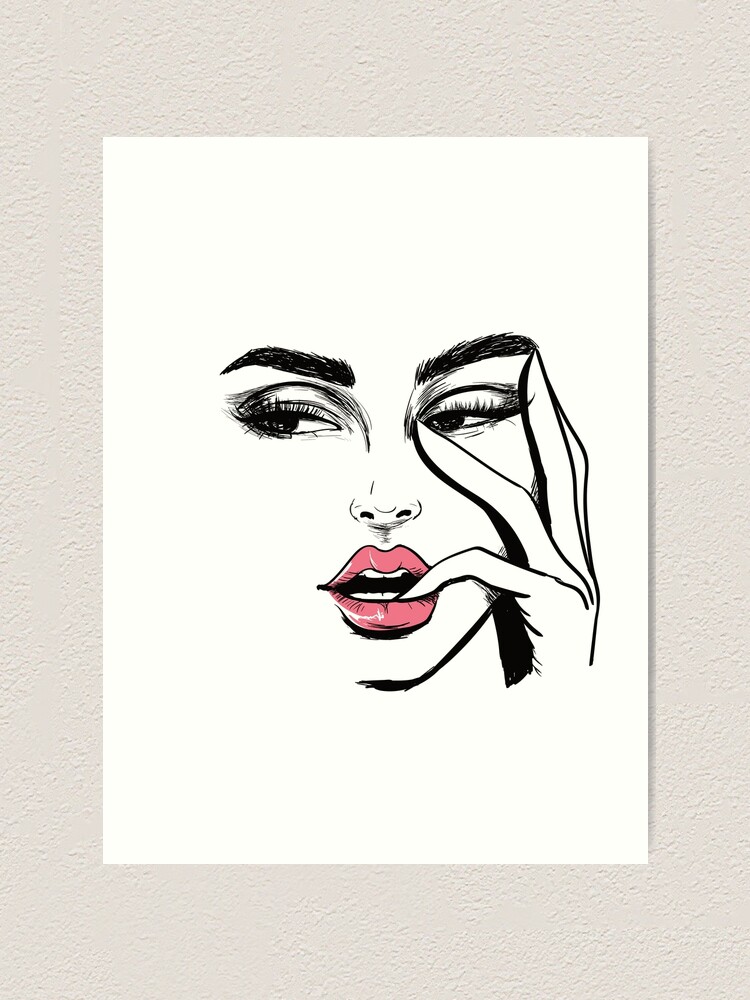 Red lips mark drawing 