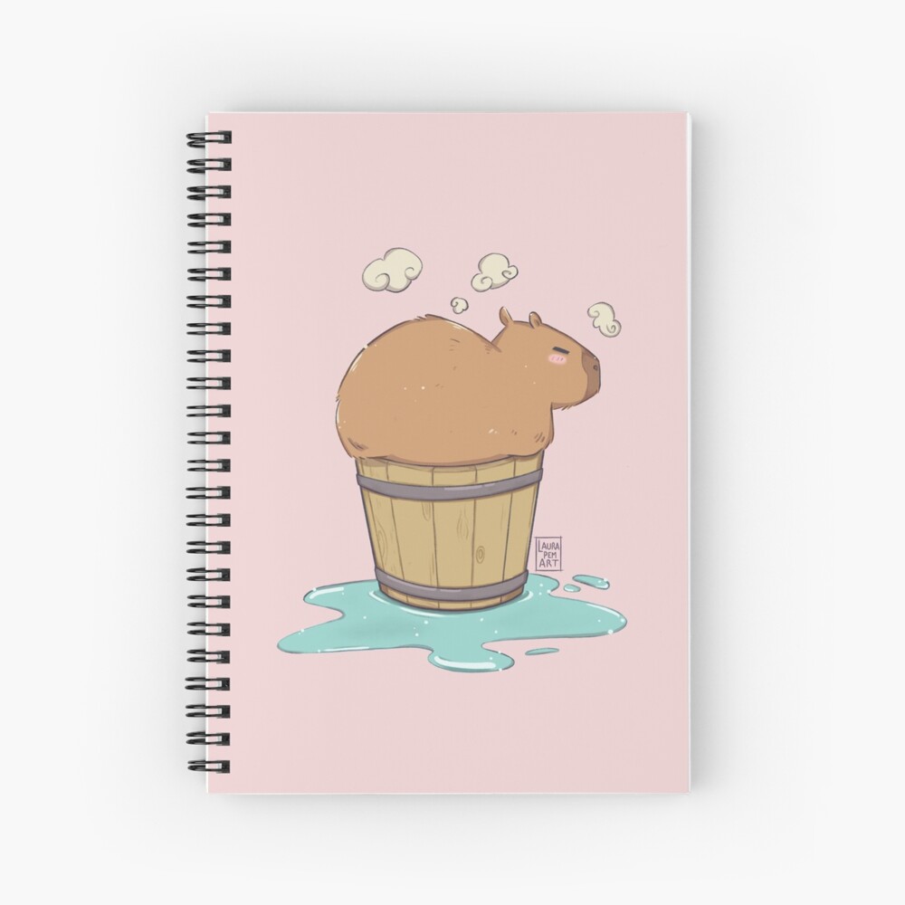 Cute Capybara Hot Springs Mini Matted Print Self Care Sunday 