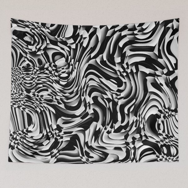 Aperçu de l'œuvre Wavy Abstract 270321-01 Noir et Blanc créée et vendue par Artberry.