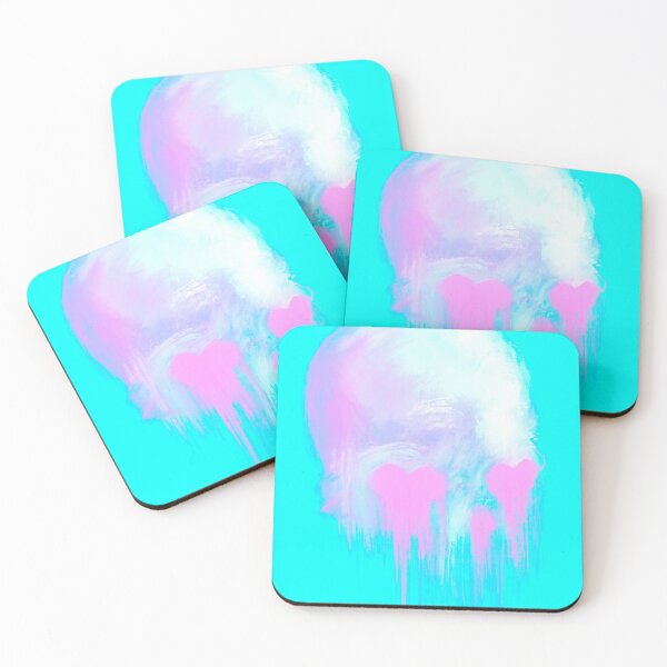 Item preview, Pink and Blue Heart Neon Skull Painting designed and sold by Coziart Prints.