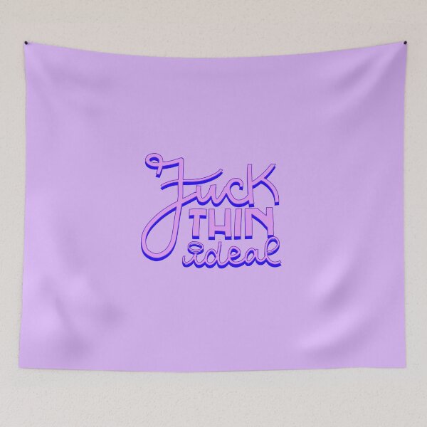 Item preview, Fuck Thin Ideal Body Positivity Slogan Pink and Blue Lettering designed and sold by SD-illustration.