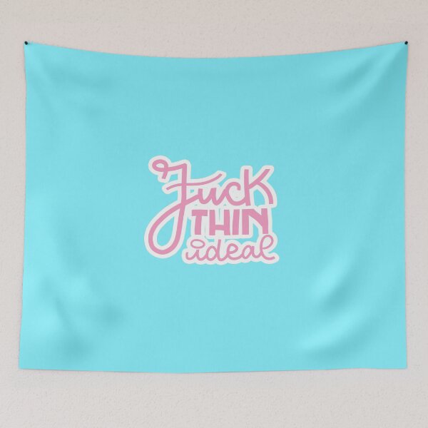 Item preview, Fuck Thin Ideal Body Positivity slogan Pastel blue and rose Lettering designed and sold by SD-illustration.