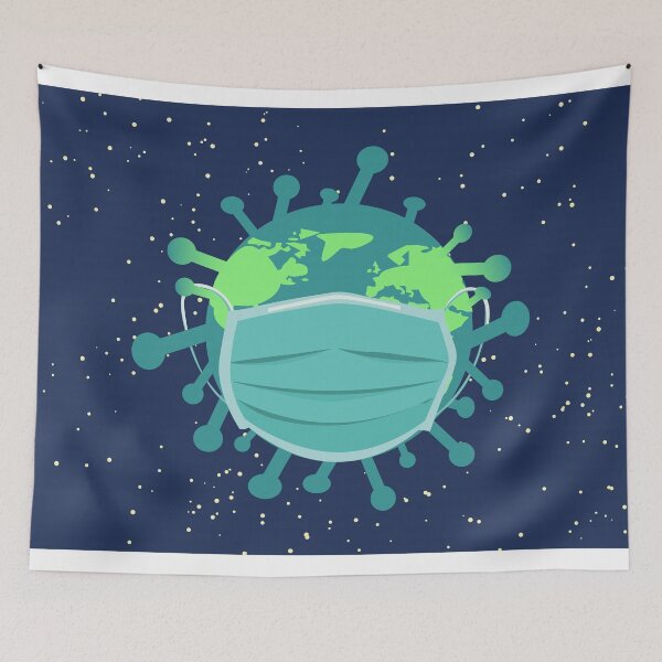 Item preview, Earth in the form of covid-19 in spice wearing face mask designed and sold by PhotoPrise.