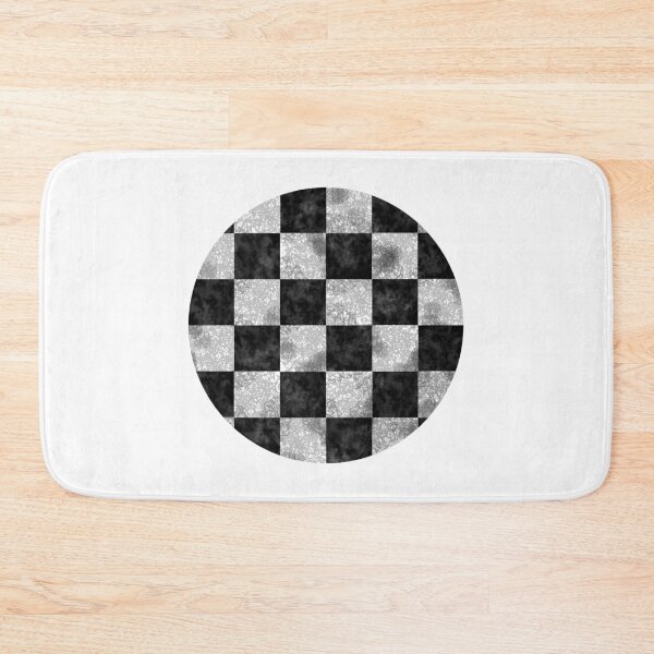 Item preview, Black and white checkered marble circle designed and sold by LawsonFabrics.