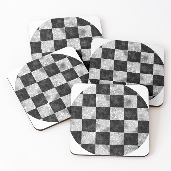Item preview, Black and white checkered marble circle designed and sold by LawsonFabrics.