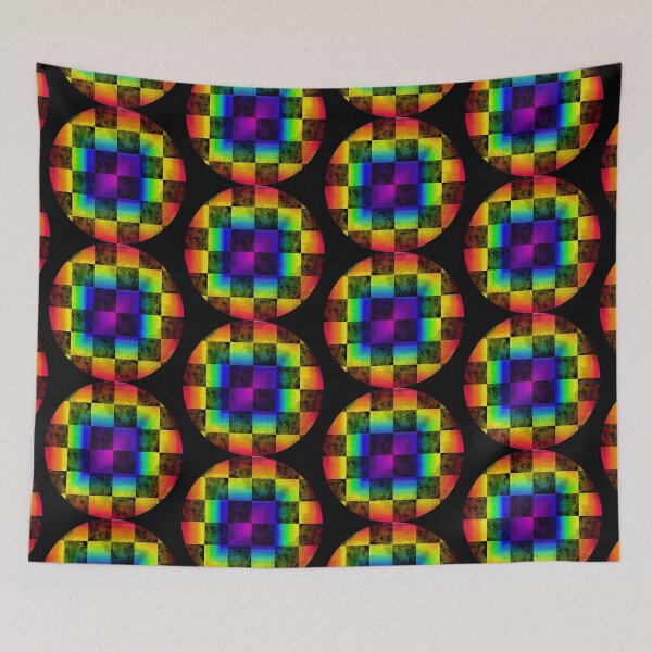 Item preview, Rainbow Checkered Print Marble Circle designed and sold by LawsonFabrics.