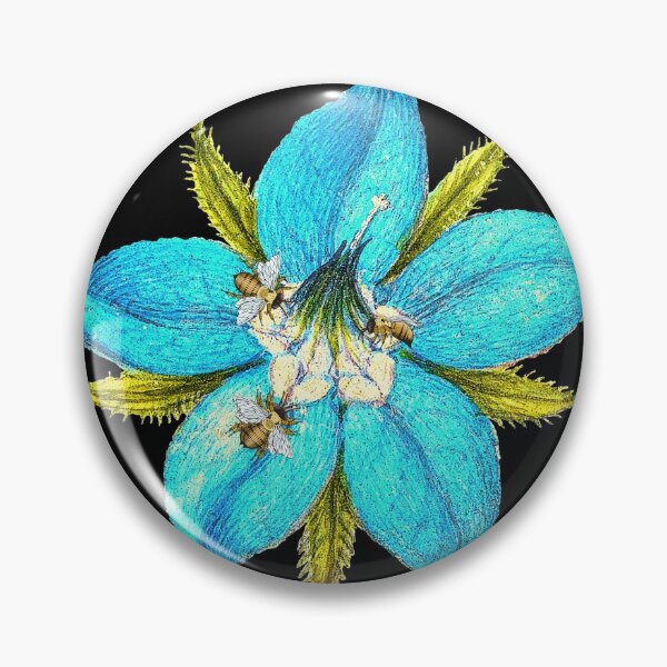 Item preview, Cute Wholesome Bees on a Blue Borage Flower designed and sold by GoldfishEast.