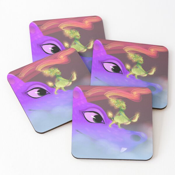 Item preview, Magical Green Archer Fairy Rides Purple Dragon  designed and sold by Patricia Grannum.