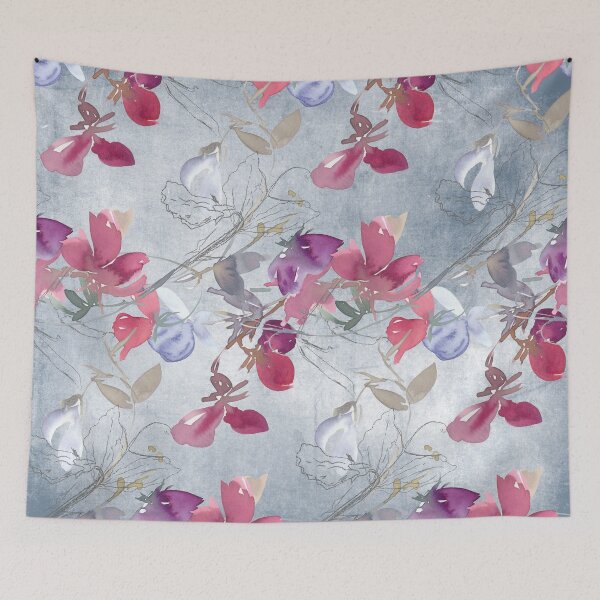 Item preview, Sweet Pea Floral Pattern on Faded Gray designed and sold by aprincessinsp.