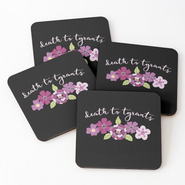Item preview, Irreverent truths: Death to tyrants (pink and purple with flowers, for dark backgrounds) designed and sold by Ofeefee.