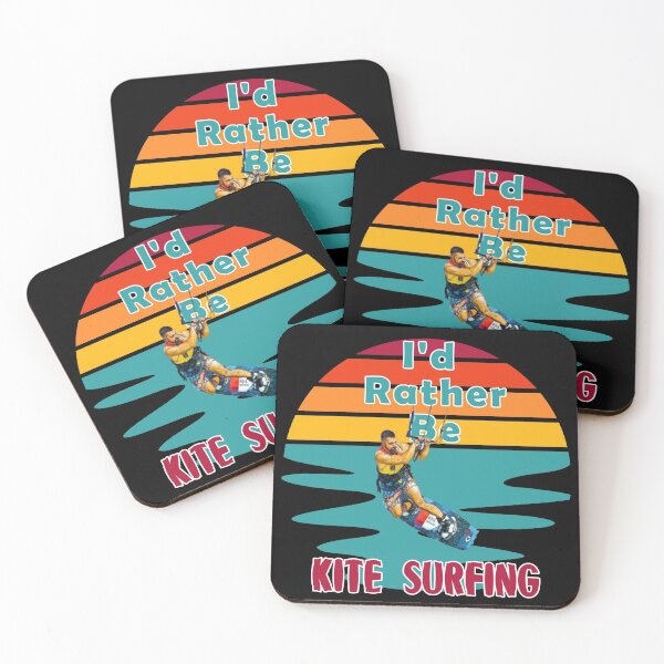 Item preview, I Would Rather Be Kite Surfing Sunset Retro Black Background designed and sold by KeysTreasures.