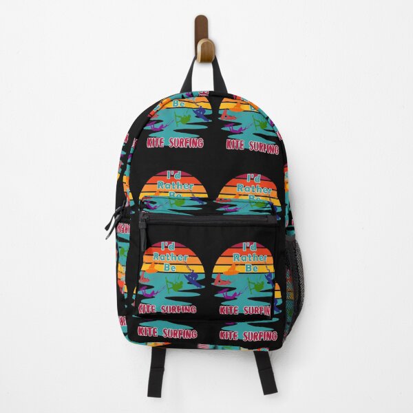 Item preview, I would Rather Be Kite Surfing Sunset Retro Black Background Silhouettes designed and sold by KeysTreasures.