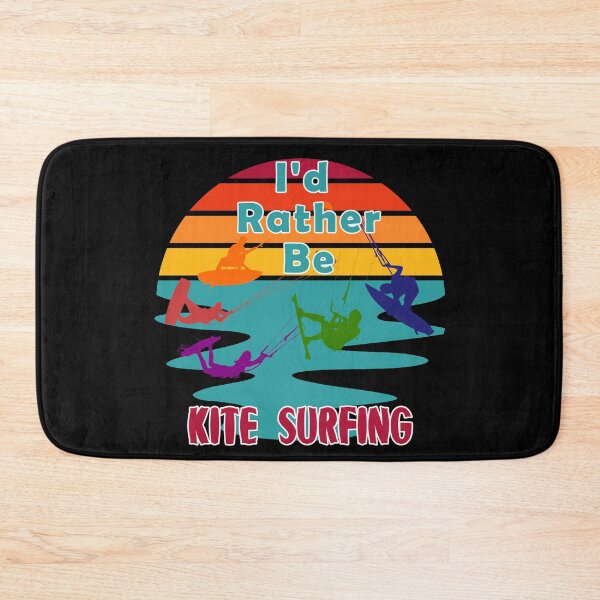 Item preview, I would Rather Be Kite Surfing Sunset Retro Black Background Silhouettes designed and sold by KeysTreasures.
