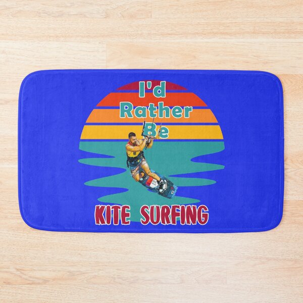 Item preview, I would Rather Be Kite Surfing Sunset Retro Blue Background designed and sold by KeysTreasures.