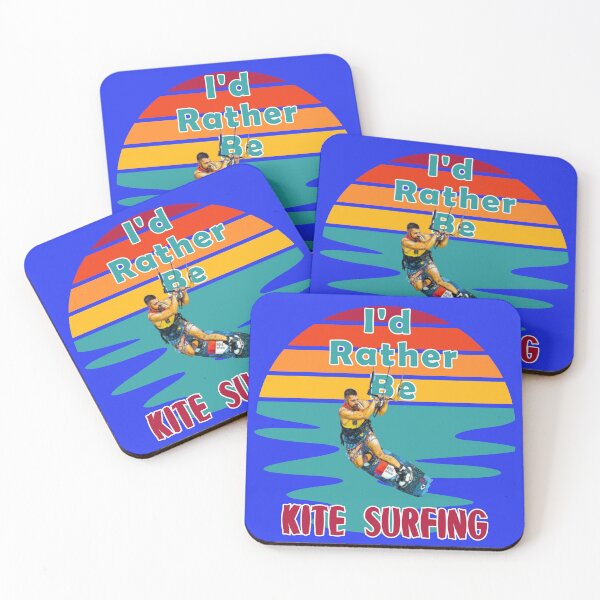Item preview, I would Rather Be Kite Surfing Sunset Retro Blue Background designed and sold by KeysTreasures.