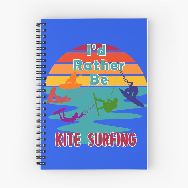 Item preview, I would Rather Be Kite Surfing Sunset Retro Blue Background Silhouette designed and sold by KeysTreasures.