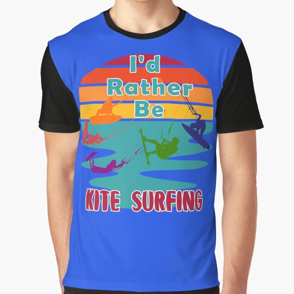 Item preview, I would Rather Be Kite Surfing Sunset Retro Blue Background Silhouette designed and sold by KeysTreasures.