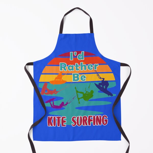 Item preview, I would Rather Be Kite Surfing Sunset Retro Blue Background Silhouette designed and sold by KeysTreasures.