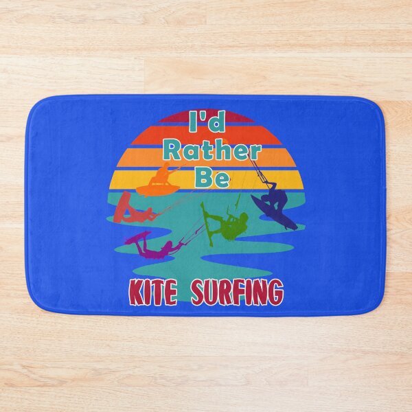 Item preview, I would Rather Be Kite Surfing Sunset Retro Blue Background Silhouette designed and sold by KeysTreasures.