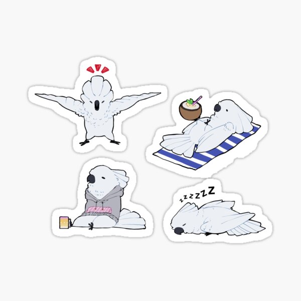 Item preview, Umbrella Cockatoo Sticker Pack Cute Funny designed and sold by Alice Cheng.