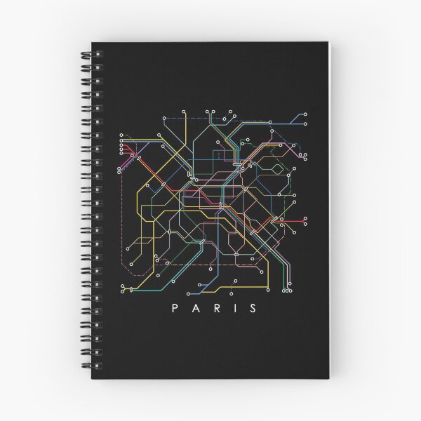 Item preview, Paris Metro Map - Black background with colour graphic designed and sold by Aciu.