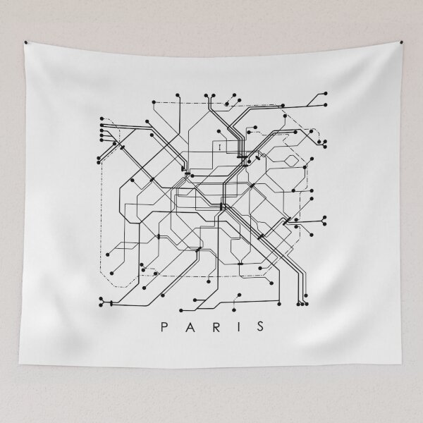 Item preview, Paris Metro Map - White background, black print. designed and sold by Aciu.