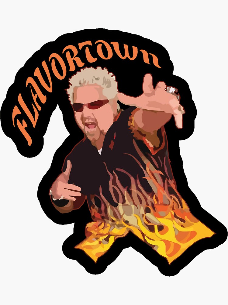 "guy fieri flame" Sticker by ednaernesta Redbubble