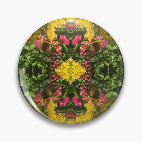 Item preview, Divine Botanical: Bumblebees Buzzing through Gilded Yellow and Fuchsia Flora designed and sold by RoseAromas.