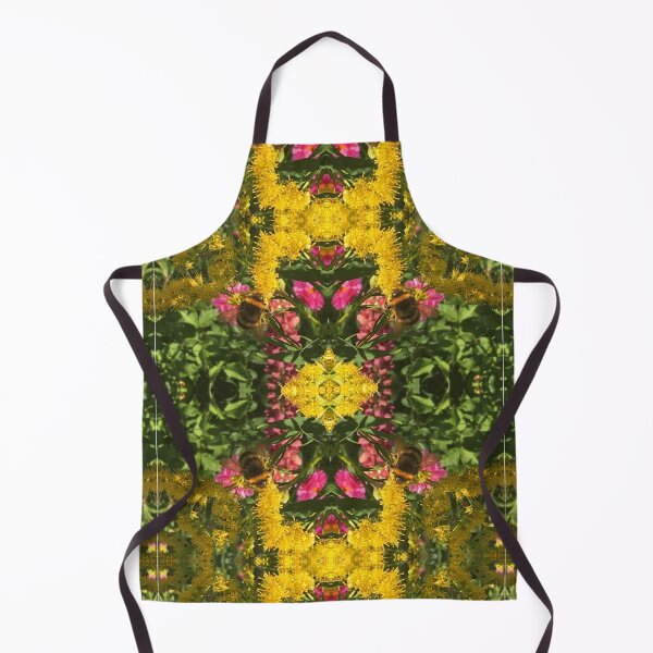 Item preview, Divine Botanical: Bumblebees Buzzing through Gilded Yellow and Fuchsia Flora designed and sold by RoseAromas.